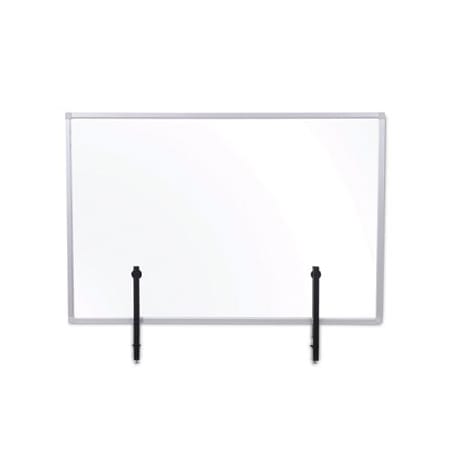 Bi-Silque MasterVisi, PROTECTOR SERIES GLASS ALUMINUM DESKTOP DIVIDER, 40.9 X 0.16 X 27.6, CLEAR GL34019101